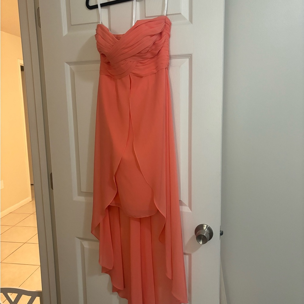 David's Bridal Orange Sleeveless Sundress for Weddings